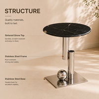 Table console moderne avec plateau rond en marbre, base en acier inoxydable, garantie de 3 ans, pour le mobilier de salon, respectueuse de l'environnement