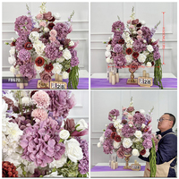 Boule de fleurs de rose réaliste de 60 cm, faite à la main en soie, rose artificielle, couleur violette et blanche, centre de table écologique