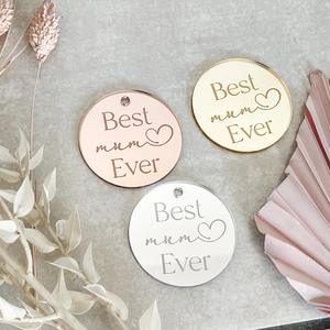 Étiquettes de mariage rondes en acrylique miroir, gravées sur mesure avec le nom, pour la Saint-Valentin et la remise des diplômes, imperméables - Product Image 1