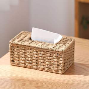 Boîte à mouchoirs <span class=keywords><strong>de</strong></span> bureau moderne et luxueuse, accessoire <span class=keywords><strong>de</strong></span> maison élégant, avec couvercle rectangulaire vintage, porte-serviettes <span class=keywords><strong>en</strong></span> corde <span class=keywords><strong>de</strong></span> papier tissé à la main - Product Image 6