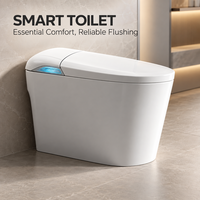 WC intelligent monobloc à poser au sol avec chasse d'eau à capteur de pied, chauffage instantané, chasse d'eau siphonique et écran LED