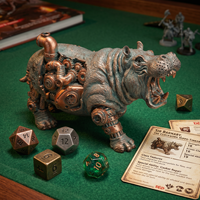 Figurine d'hippopotame steampunk vintage en résine, statue à engrenages mécaniques, ornement animalier, décoration de maison, salon, bureau, table, cadeau artisanal