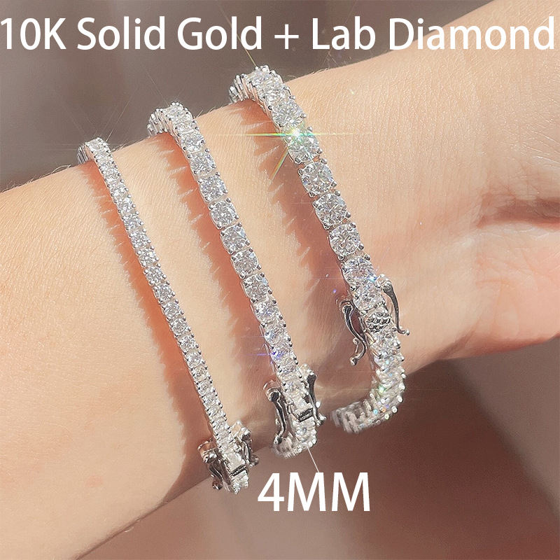 4MM 10k solid gold+lab diamond