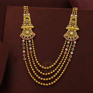 Collar tradicional de oro en capas para mujer, conjunto de joyería nupcial india étnica de diseñador. - Product Image 3
