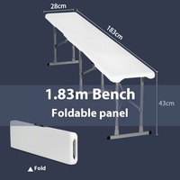 Banc long moderne pliable en métal avec panneau et petite table rectangulaire ensemble de salle à manger avec chaise et tabouret portable pour l'extérieur