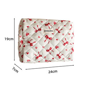 Estojo de Maquiagem em Algodão com Estampa de Laço Rosa, Organizador de Produtos de Higiene para Viagem, Coleção de Beleza em 3 Tamanhos - Product Image 2