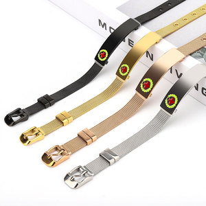 Pulsera de malla de acero inoxidable con símbolo médico, ajustable, personalizada, con grabado DIY, para profesionales de la salud - Product Image 1