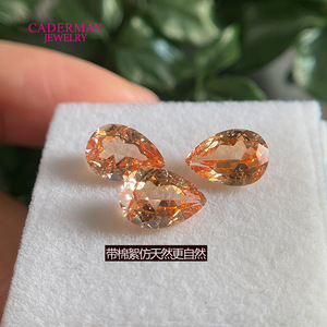 Morgan Orange Yellow Cultured Sapphire Pear Cut Synthetic Gemstone For Jewelry Making - Product Image 2