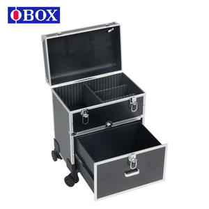 Valise de maquillage Qihui rose avec cadre en aluminium et roulettes, boîte de rangement professionnelle pour salon et usage domestique - Product Image 4