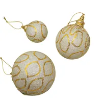 Bola de espuma estampada de 10 cm/8 cm/6 cm, conjunto de adereços para árvore de natal, decoração de natal