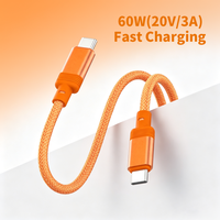 Câble USB C vers USB C 60W, transfert de données 480 Mbps, charge rapide 20V 3A, coque en aluminium, gaine en nylon tressé
