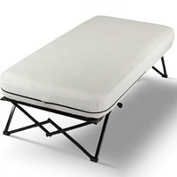 Lit d'appoint gonflable Queen-Size combiné, matelas gonflable pliable, cadre en acier allié, table latérale, pompe à batterie incluse, idéal pour le camping en plein air