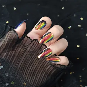 Aurora Wearable Nail Art Abnehmbare wasserdichte 24 Stück gefälschte Nagels tücke Fertige Nail Art Patch