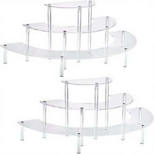 Exhibidores Acrílicos HENERA de 3 Niveles, Transparentes, Estilo Moderno, Fácil Montaje, para Cupcakes, Perfumes, <span class=keywords><strong>Amiibo</strong></span>, Figuras y Organización - Product Image 1