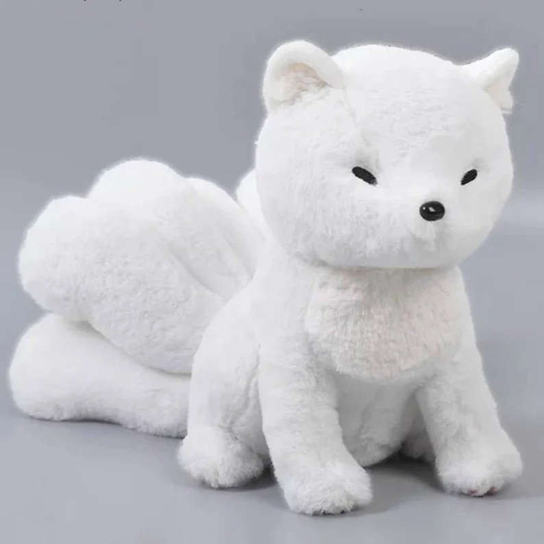 Nine Tailed Fox Plush White Kitsune Plush Super Soft White Fox