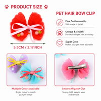 Pinces à cheveux pour animaux de compagnie en tulle maillé avec nœuds colorés, accessoires pour chiens et chats, pinces crocodiles, fournitures de toilettage pour animaux de compagnie