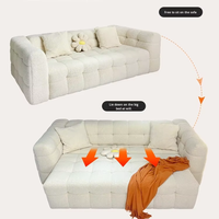Cremefarbenes Zuckerwatte-Sofa Elektrisches Bett Multifunktionales Ausziehbares Stoffsofa für Kleine Wohnungen Wohnzimmer