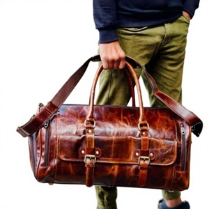 Sac de voyage vintage en cuir véritable de qualité supérieure B S International, fermeture à glissière, imperméable, 76-120L+, léger et portable - Product Image 2