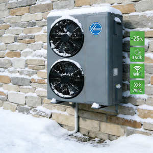 Pompe à chaleur air-eau EVI <span class=keywords><strong>monobloc</strong></span> 24 kW triphasée R290 à haut rendement énergétique et faible niveau sonore, classe d'efficacité énergétique A+++, pour eau chaude - Product Image 1
