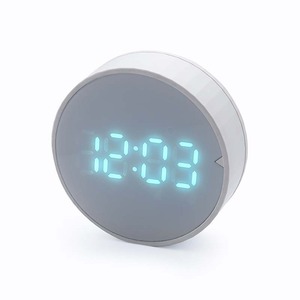 Horloge de bureau ronde numérique à LED avec alarme, minuteur, calendrier, affichage de la température, horloge de chevet pour la maison et le bureau - Product Image 2