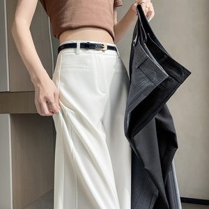 Pantalones <span class=keywords><strong>de</strong></span> mujer <span class=keywords><strong>de</strong></span> cintura alta, <span class=keywords><strong>de</strong></span> pierna ancha y recta, <span class=keywords><strong>de</strong></span> seda helada, estilo casual, largos hasta el suelo, <span class=keywords><strong>de</strong></span> ajuste holgado, nueva colección <span class=keywords><strong>de</strong></span> verano 2026 - Fotos reales - Product Image 1