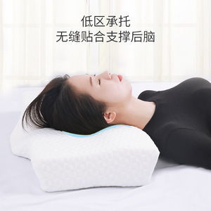 Memory Foam <b>Pillow</b> Wedge Shape Medium Firmness <b>Neck</b> Support White Quilted Fabric Adult Use - Product Image 2