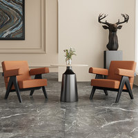 Fauteuil en cuir avec mousse élastique haute densité pour la maison, salon, balcon, café, hôtel, salle de séjour - Design minimaliste moderne