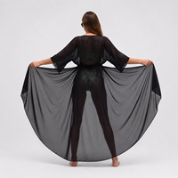 Robe de plage mi-longue en mousseline noire pour femme, à manches courtes, col classique, coupe ample, respirante, ornée de strass, taille élastique