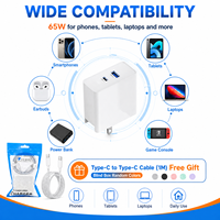 Cargador SDL de 65W en Stock, Enchufe Estadounidense, USB C, USB A, Cargador de Pared con Cable USB C a USB C de 1M, Bolsa de Venta al por Menor