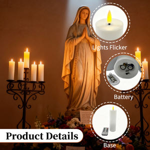 Lilin LED pilar besar tanpa api, tekstur simulasi, dengan remote timer, baterai, efek lilin berkedip, untuk dekorasi festival - Product Image 3