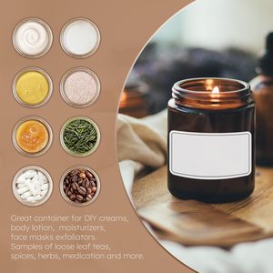 Frasco Redondo de Vidrio Ámbar de 8oz con Lados Rectos y Tapa Negra de Hojalata 70-400, Logotipo Personalizado Serigrafiado para Velas - Product Image 5