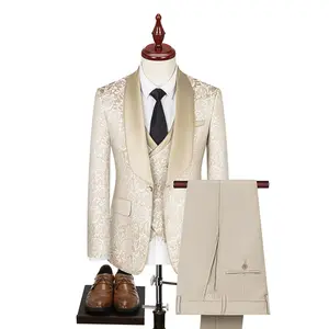 男士婚纱套装2024意大利设计定制香槟吸烟燕尾服夹克2件新郎燕鸥男士套装