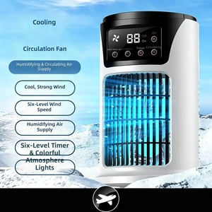 Ventilateur rafraîchisseur d'air évaporatif USB durable, 3 vitesses, avec minuterie, humidificateur, éclairage LED coloré pour la maison, la chambre, le bureau, l'utilisation sur le bureau - Product Image 2