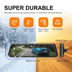 Cámara de Visión Trasera para Espejo Retrovisor con Pantalla Táctil IPS de 10 Pulgadas y 1080p, Doble Lente, Visión Nocturna, Carplay y Control por Aplicación - Product Image 4