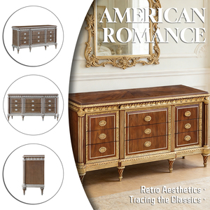 Buffet rectangulaire de style antique vintage en <span class=keywords><strong>acajou</strong></span> massif, design sculpté élégant, buffet de luxe - Product Image 2