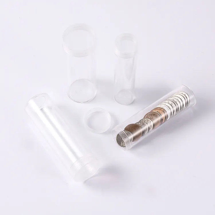 Transparent Coin Tube Plastic Coin Jar Packaging Saving Money Box