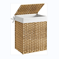 Panier à linge en rotin synthétique moderne de 65 L, pliable, avec doublure amovible, couleur personnalisée, avec couvercle et poignées