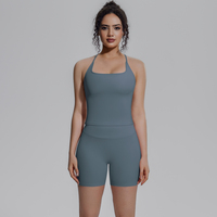 Racerback tanktop Hoge taille shorts 2-delige yogaset Sneldrogend Stretch Zachte stof Gym Running Fitness Sportoutfit
