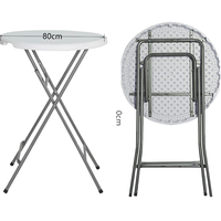 Table Haute Ronde Pliante en Plastique HDPE 32 Pouces Hitree, Blanche, pour Événements et Fêtes en Extérieur
