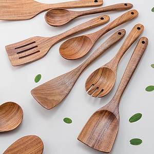 Ensemble d'ustensiles de cuisine en bois avec spatule antiadhésive Petite cuillère à riz Passoire Hot Pot-Outils de cuisine essentiels - Product Image 1