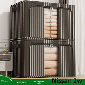 Lemari pakaian lipat bahan kain Oxford, keranjang penyimpanan plastik satu tingkat untuk penggunaan rumah dengan kain dan sepatu, kotak penyimpanan bergerak - Product Image 6