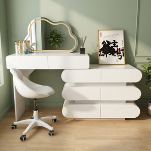 Modern Makeup <b>Vanity</b> <b>Table</b> With Cloud Shape <b>Mirror</b> Storage Desk For Bedroom Furniture - Product Image 3