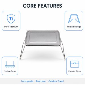 Camping <strong>Foldable</strong> <strong>Table</strong> Legs Pure Titanium Small Square <strong>Table</strong> Top Stainless Steel Camp <strong>Table</strong> Picnic <strong>Tables</strong> Camping Equipment - Product Image 2