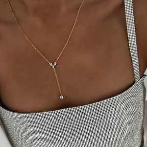 CANNER 925 <b>Sterling</b> <b>Silver</b> Inlaid Zircon Long <b>Chain</b> Y Shaped Trendy <b>Women</b> Collarbone Necklace - Product Image 5