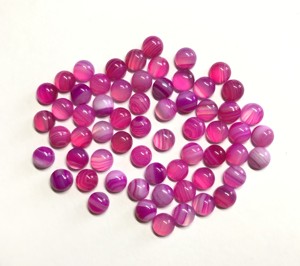 Cabochon rond en agate de rose naturelle calibré 6mm 7mm, pierres semi-précieuses certifiées IGI pour la fabrication de bijoux, pierres précieuses en vrac - Product Image 1