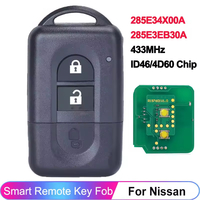 285E34X00A 285E3EB30A pour Nissan X-trail Qashqai Pathfinder Micra Juke NV200 433MHz ID46/4D60 Clé de voiture sans clé avec télécommande