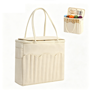Nouveau Sac Organisateur de Laine à Tricoter et Crocheter en Toile Tendance, Grand Sac à Main pour Rangement d'Outils de Tricot