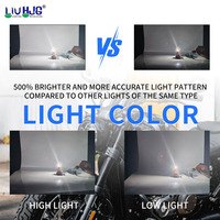 Phare de moto LiuHJG 3 côtés H4 Ba20d P15d Cob 6led en alliage d'aluminium 12V-80V, faisceau haut/bas blanc, lampe LED