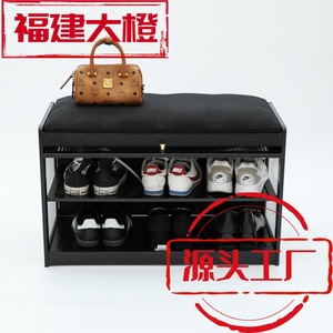 Bamboo <b>Shoe</b> <b>Rack</b> With Acrylic <b>Door</b> Frame And Cushion Top For Living Room Entryway - Product Image 4