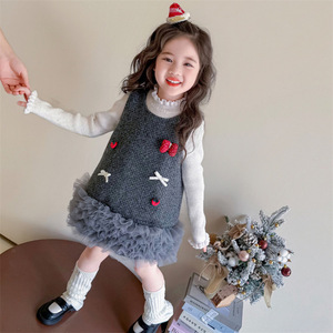 2025 nuovo abito estivo da ragazza in Chiffon al ginocchio con paillettes per piccola principessa gilet dolce con collo a o - Product Image 1